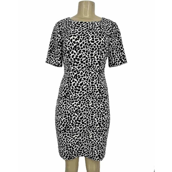 NEW Talbots 2 Petite Women Sheath Dress Short Sleeve Formal Animal Print 26-0 - Picture 1 of 9